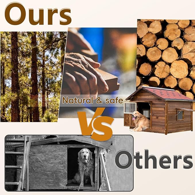 Extra Large Wooden Dog House Outdoor, Waterproof Heavy Duty Dog House Outside with Door and Adjustable Window, Large Outdoor Pet Kennel, 6XL