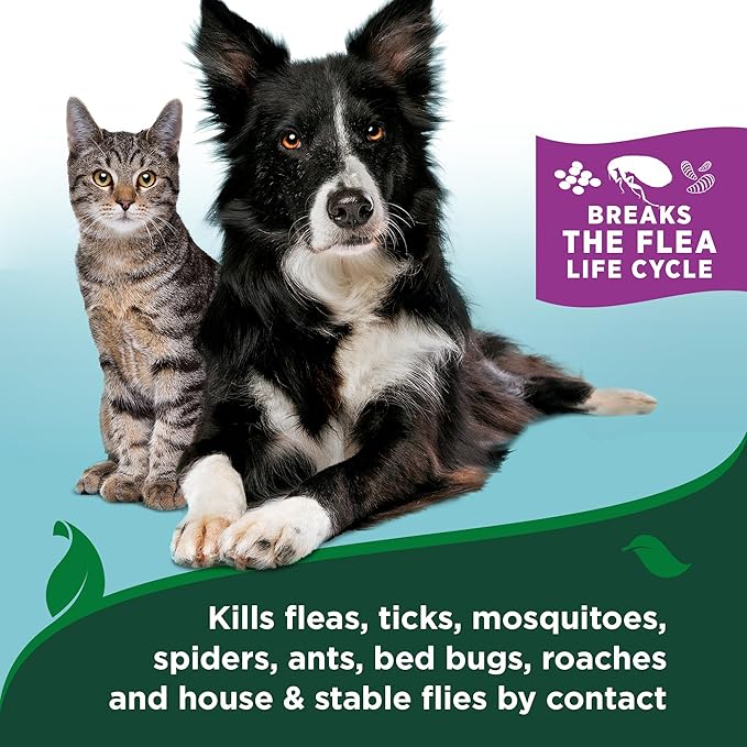 Vet’s Best Flea & Tick Home Spray for Cats – Plant-Based Flea and Tick Treatment with Cotton Spice Scent – Gentle Flea Mist for Indoor Use – Made in USA Natural Cat Flea Control – 32 oz