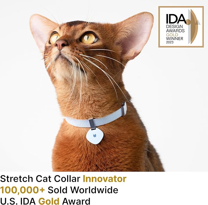Safety Cat Collar Pro and Tag Set - U.S. IDA Gold Award, Elastic Release Cat Collar Charm Tag, Non Breakaway Cat Collar Adjustable with Charm for Kitten Small Large Cats (Monet Purple, S)