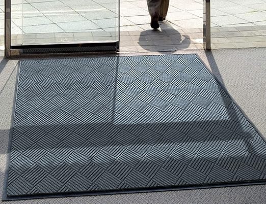 WaterHog Diamond | Commercial-Grade Entrance Mat with Rubber Border – Indoor/Outdoor, Quick Drying, Stain Resistant Door Mat (Bluestone, 3' x 12')