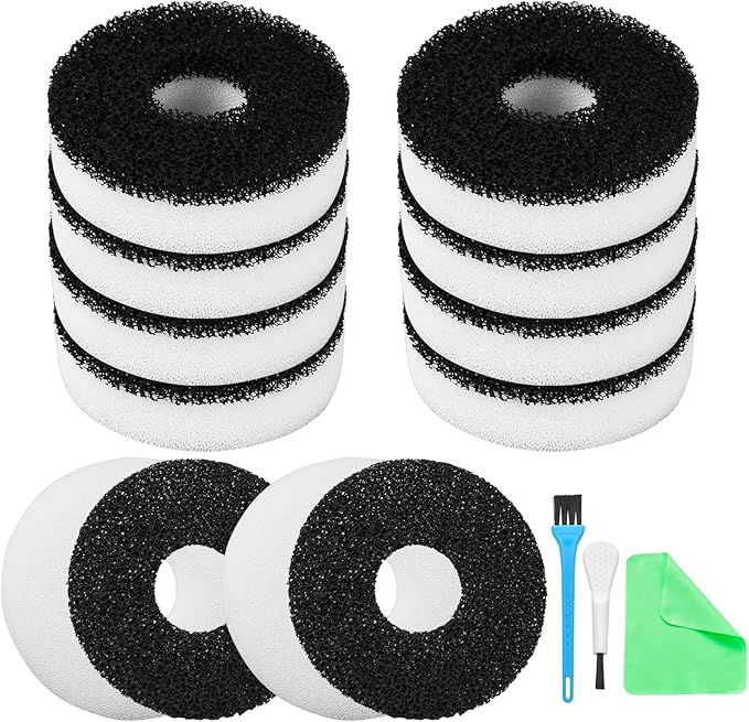 Foam and Carbon Rings Filter Replacement Compatible with Biorb Aquariums(10 carbon foams, 10 regular foams, 2 cleaning brushs and 1 piece cleaner pad)
