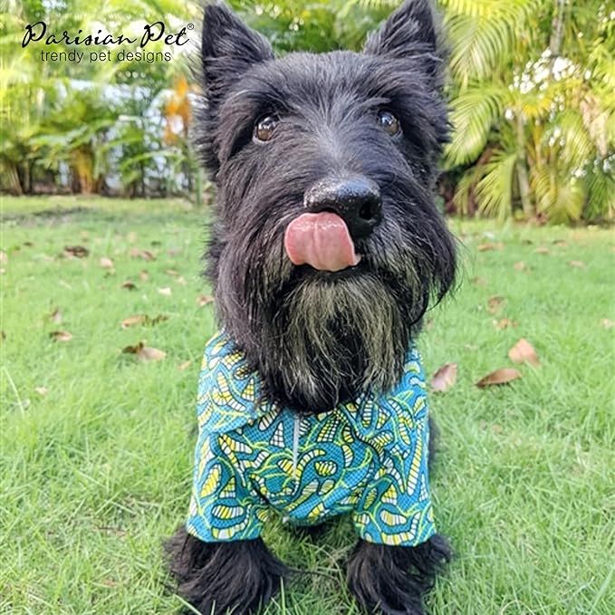 Parisian Pet Shirt - Tribal Camp Beach Outfit - 100% Cotton Summer Clothes - Stylish Dog Costume - Breathable and Cool Pet Clothing - Machine Washable Shirts for Large Dogs - XL3