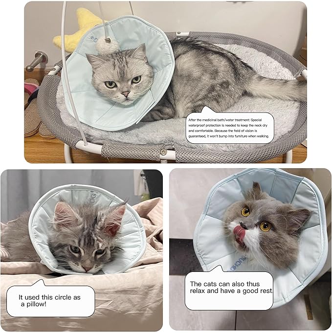 Touchdog Foldable Dog Cone Collar for Cats & Dogs - Adjustable Soft Recovery Collar with Waterproof PU Coating, Lightweight Design, 24.5cm/9.6in Wide Barrier (Green, L)