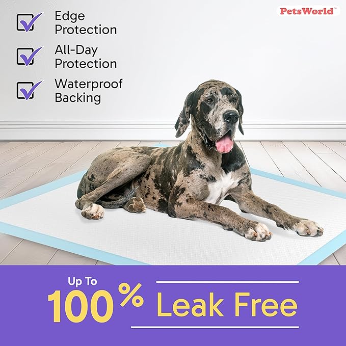PETSWORLD Giant Dog Potty Pads, Odor-Eliminating, 36" x 36", Ultra Absorbent 5-Layer Leak-Proof Training Pads for Dogs & Cats (36x36, 200 Count)