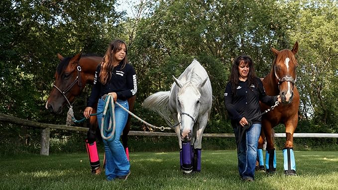 Warrior Fly Boots for Horses - Breathable Mesh Horse Boots for Fly Protection & Leg Comfort - Set of 4 (Lil Warrior, Red)