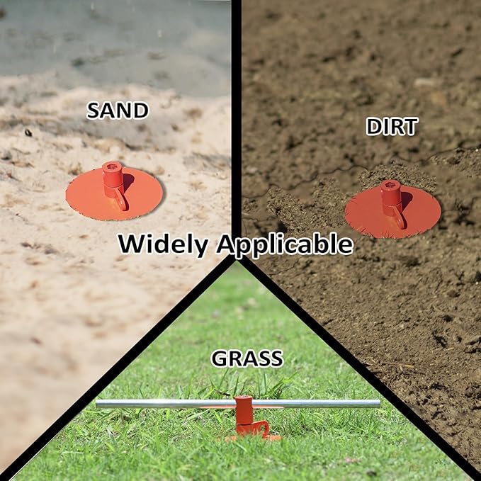 Dog Stakes for Outside Heavy Duty Hold up to 350Lbs Large Dogs Tie Out Tether Leash Chain for Yard Screw in Ground Anchors 17inch with Buffer Rope, Blue