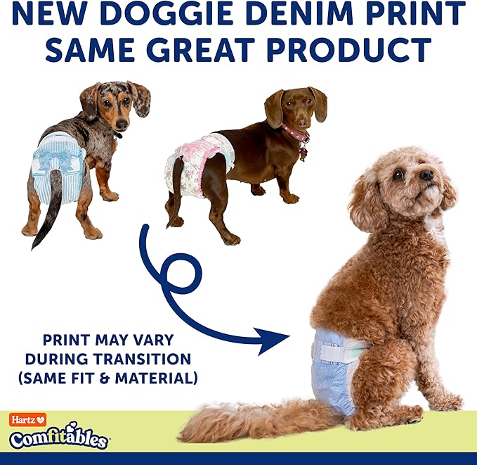 New! Hartz® Comfitables® Disposable Dog Diapers, Size Small 12 Count, Comfortable & Secure Fit, Easy to Put On, Super Absorbent Male and Female Diaper