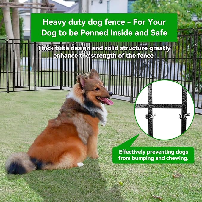 Dog Playpen Outdoor 24 Panels Heavy Duty Dog Fence 47" Height with Thick Pipe Anti-Rust with Doors Portable for RV Camping Yard, Total 54FT, 227 Sq.ft, Snowy Black