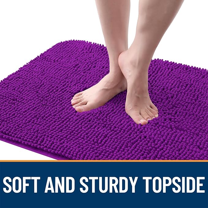 OLANLY Dog Door Mat for Muddy Paws 70x35, Absorbs Moisture and Dirt, Absorbent Non-Slip Washable Doormat, Quick Dry Chenille Mud Mat for Dogs, Entry Indoor Entryway Carpet for Inside Floor, Purple