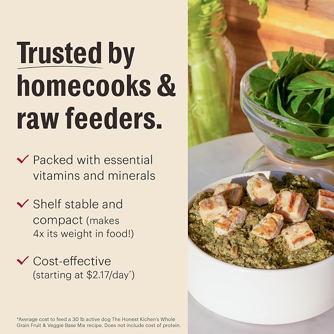 The Honest Kitchen Human Grade Dehydrated Grain Free Veggie, Nut & Seed Base Mix for Dogs - 7 Pound Box (Makes 12 Pounds)