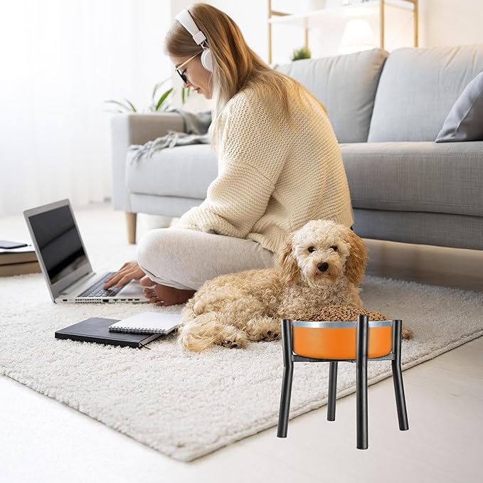Lifted Dog Bowl Stand - Without Bowls, Single Raise Pet Food Table Adjustable Wide 7-11", Tall 10" - Bowl Stand Size Optional, Dog Bowl Holder Elevated for Small Medium Large Dog Breed
