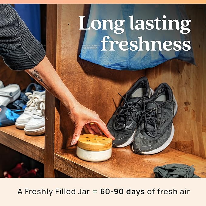 Azuna Air Freshener & Odor Eliminator for Strong Odor | 1 Room Kit Includes (1) Empty Luxe Glass Jar & 8oz Refill with Tea Tree Essential Oil Gel | Simply Citrus | Last 60-90 Days