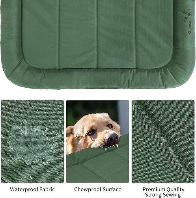 KHONSU PET Durable Dog Bed Tough and Tear Proof Dog Crate Bed, 800lbs Tear Strength PVC-Backed Waterproof Ped Bed Mat Indoor & Outdoor Use for Dogs up to 35 lbs