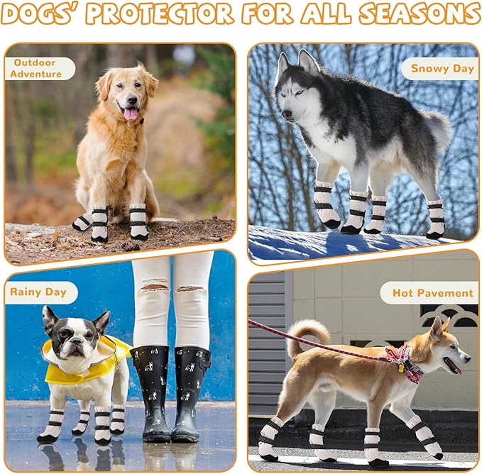 Winter Dog Snow Boots with Warm Wool Lining, Dog Shoes for Large Small Medium Dogs, Dog Booties and Paw Protectors, Anti-Slip Dog Shoes with Reflective for Snow, Hardwood Floors, Hiking (Size 6)