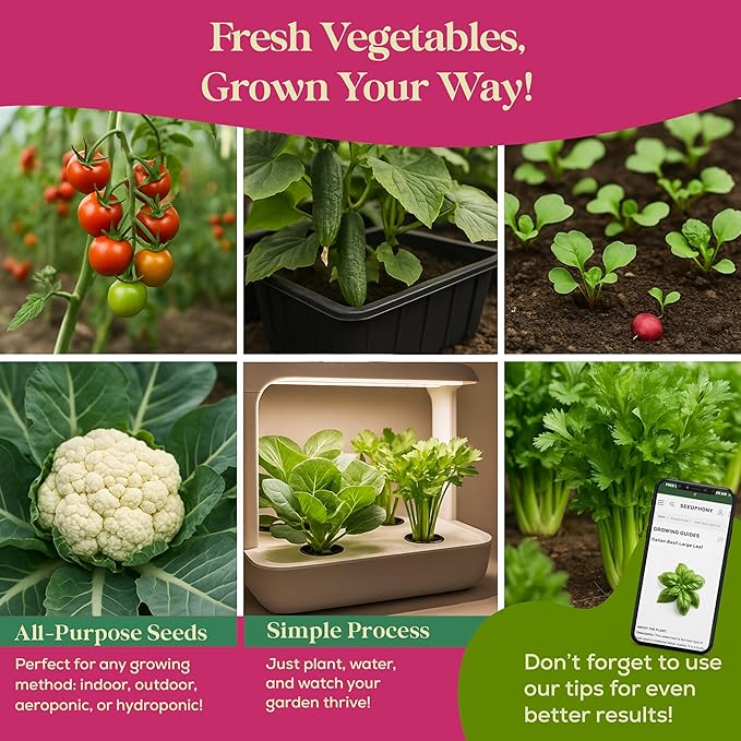 25 Gourmet Garden Vegetable Seeds Variety Pack - 14,965+ Non-GMO Heirloom Vegetables Seeds for Planting Indoor&Outdoor Home Garden Seeds - Gardening Seed Packets for Planting Vegetable Seeds