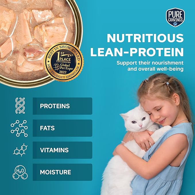 Mackerel Flakes in Tuna Consommé, Canned Wet Cat Food Soup, 100% Mercury-Tested, Moist Can Fish, Grain-Free Protein, Non-GMO, 3oz, Pack of 12