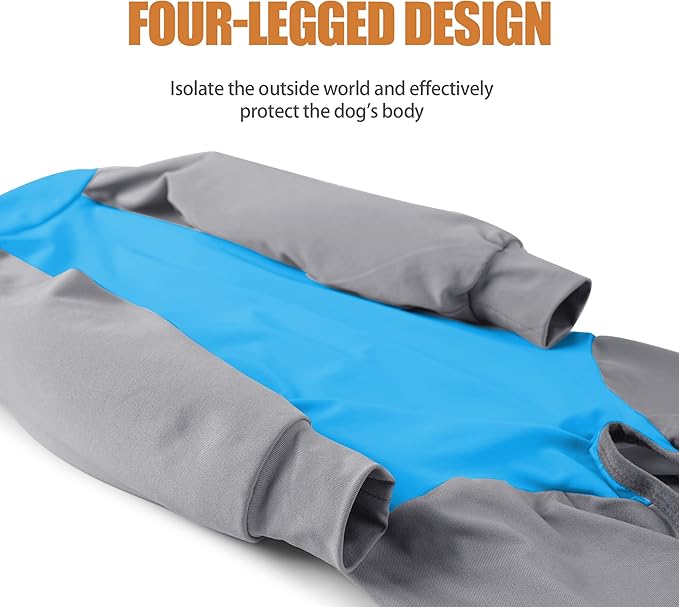 Dog Recovery Suit, Abdominal Wound After Surgery Wear, Prevent Licking Wounds, E-Collar & Cone Alternatives, Long Sleeve Postoperative Shirts Dog Pajamas Prevent Shedding(3XL, Blue)