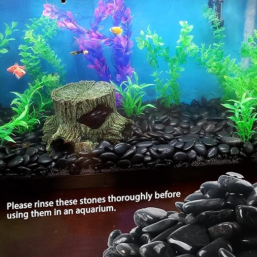 18LB 1"-2" Black River Rocks for Plants, Polished Pebbles for Garden Landscaping, Planters, Aquariums, Vase Fillers – Indoor & Outdoor Decor