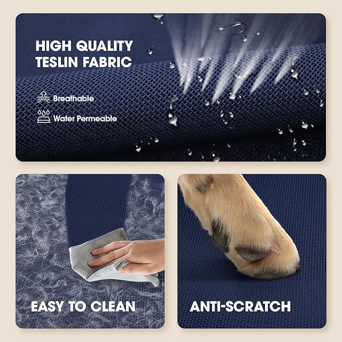 Elevated Dog Bed, Raised Outdoor Dog Bed for Large Sized Dogs, Portable Cooling Pet Cot with Breathable & Washable Mesh, Indoor & Outdoor Pet Hammock with Skid-Resistant Feet.