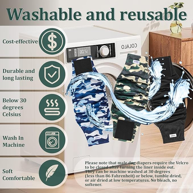 Reusable Dog Diapers Male, Premium Washable Belly Bands for Male Dogs, Pack of 5, High Absorbing Small Male Dog Wraps for Doggie & Puppy in Incontinence or Excitable Urination and Training(S)
