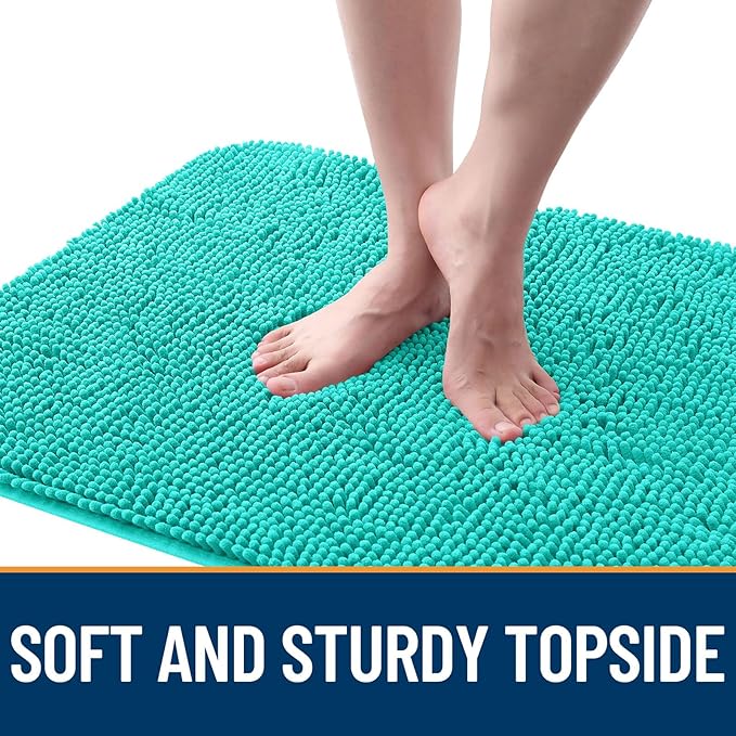 OLANLY Dog Door Mat for Muddy Paws 44x24, Absorbs Moisture and Dirt, Absorbent Non-Slip Washable Doormat, Quick Dry Chenille Mud Mat for Dogs, Entry Indoor Entryway Carpet for Inside Floor, Teal