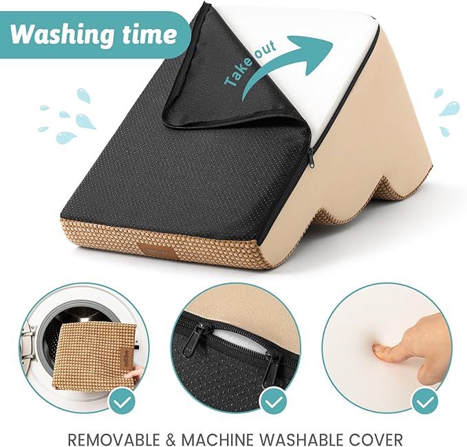 Dog Stairs for Small Dogs 19.7" H, Curved Dog Step for Puppy, Older or Cat, Medium Pet Ramp for Sofa, Couch or Bed, Ladder with High Density Foam, 15.7x28.3x19.7 inch, 4 Step, Light Brown