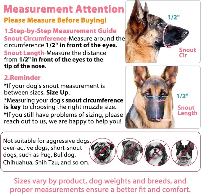 LUCKYPAW Dog Muzzle, Mesh Muzzle for Large Medium Small Dogs, Soft Mouth Guard for Biting Chewing, Breathable Mouth Guard with Adjustable Strap for Training(Hot Pink, XS(Snout:6.5"-7.5"))