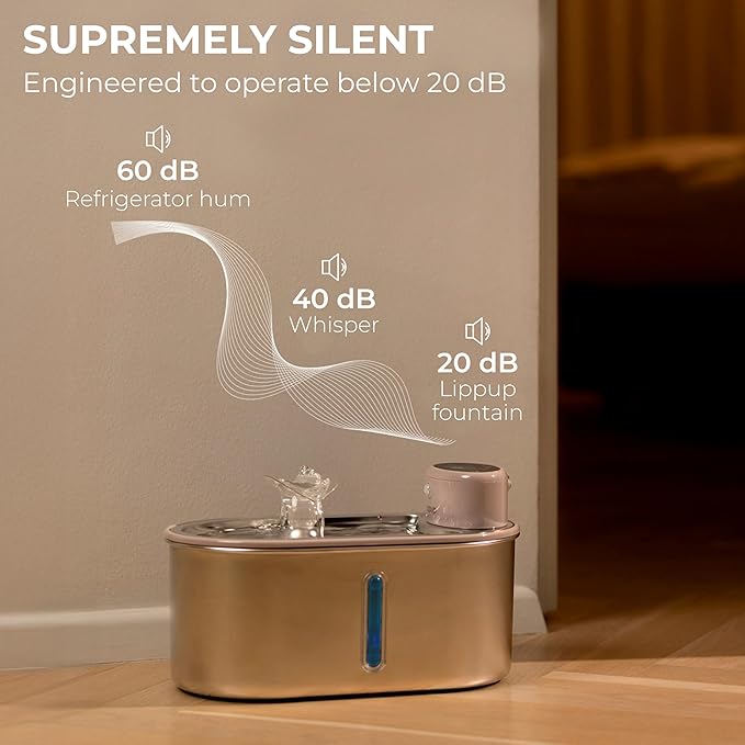 Wireless Cat Water Fountain Stainless Steel, 5200mAh Battery, Ultra Quiet, Automatic Pet Water Dispenser, 108oz/3.2L, Two Flow Modes, BPA-Free, Multi-Filtration, Includes 2 Filters - White