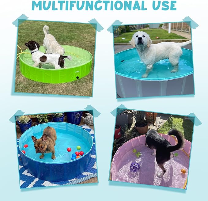 Furrybaby Foldable Dog Pool, Small Dog Swimming Pool for Dogs, Collapsible Hard Plastic Doggie Pool, Portable Bath Tub for Pets Dogs and Cats, Navy 32''