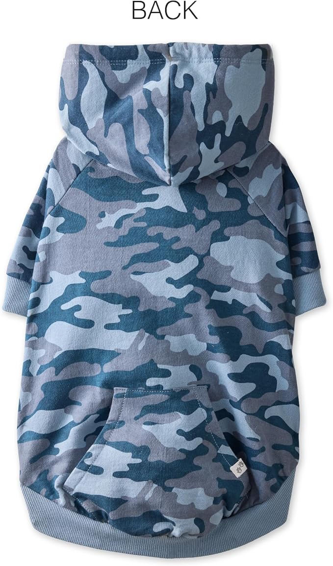 Rocky – The Orginal Lightweight Hooded TEE 100% Organic Cotton Dog Hoodie Pet Coat Sweater for Small, Medium, Large Dogs, Navy Camo, Medium