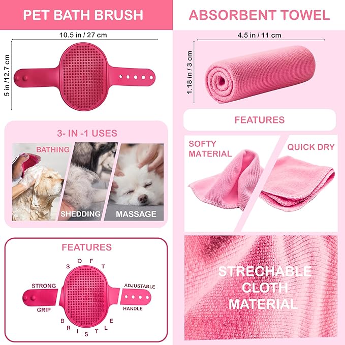 Dog Paw Cleaner for Small & Medium Dogs – Portable Paw Washer Cup with Soft Silicone Brush, Towel & Moisturizing Balm – Gently Cleans Muddy Paws After Walks (Pink, Medium)