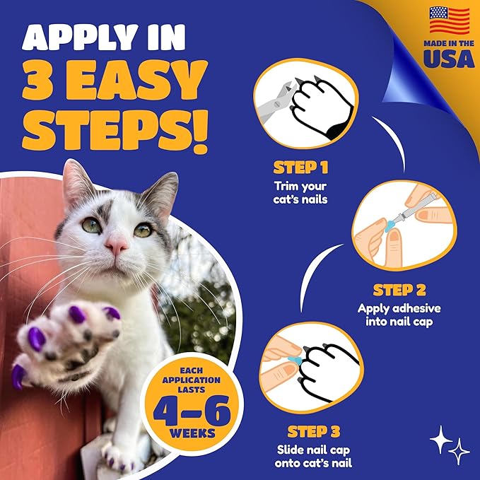 Soft Claws Cat Nail Caps for Medium Cats – (40 Caps, The Games) - Made in USA - Veterinarian-Developed | Protects Furniture & Skin - Easy to Apply, Long-Lasting Anti-Scratch Soft Cat Claw Covers