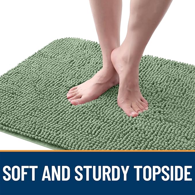 OLANLY Dog Door Mat for Muddy Paws 59x24, Absorbs Moisture and Dirt, Absorbent Non-Slip Washable Doormat, Quick Dry Chenille Mud Mat, Entry Indoor Entryway Carpet for Inside Floor, Olive Green