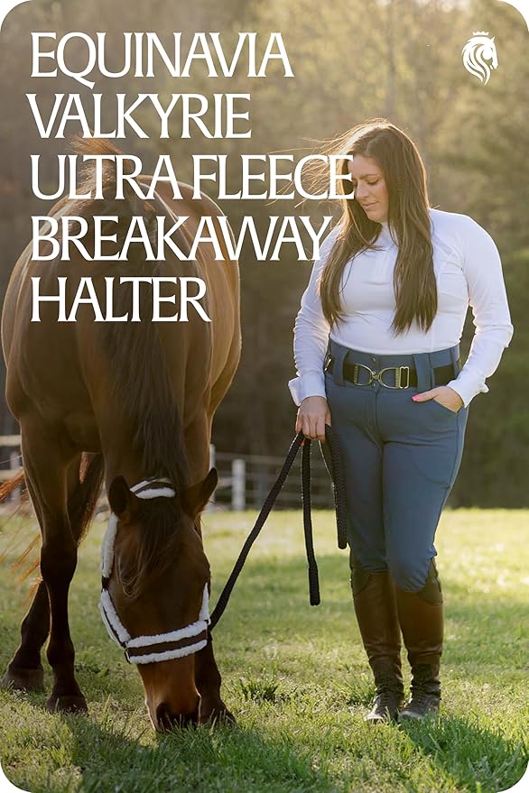 Equinavia Valkyrie Soft Ultra Fleece Padded Adjustable Breakaway Horse Halter - Brown/Ivory White - Cob