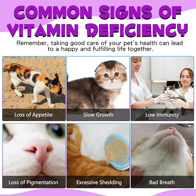Cat Vitamins, 15 in 1 Cat Multivitamin Liquid Drops, Cats Vitamins and Supplements with Glucosamine and Probiotics, Vitamin for Cats Skin Coat, Immunity, Gut Digestion, Joint, Heart, 60ML