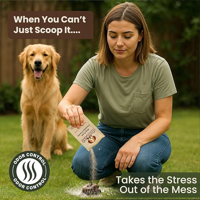 Doodust Dog Poop Clean Up Powder, Poop Hardener & Yard Cleaner, Biodegradable, Pet-Safe, Stops Odor and Makes Pickup Easy