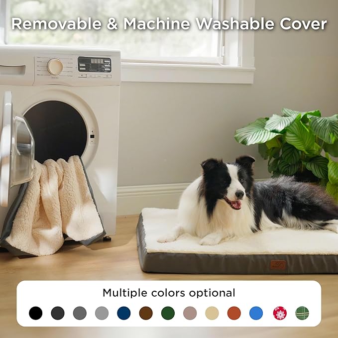 Bedsure Dog Beds Large Sized Dog - Extra-Large Orthopedic Waterproof Puppy Bed with Removable Washable Cover, Egg Crate Foam Pet Mat, Suitable for Pet Up to 100 lbs