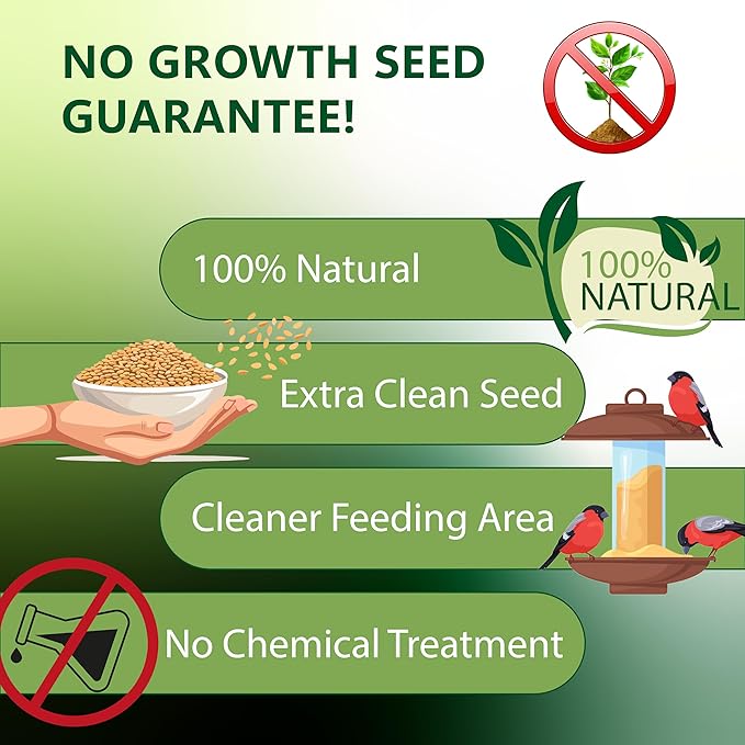 Sunflower Hearts & Chips Bird Food 15 lbs No Mess, No Waste Seed No Grow Formula Ideal for Wild Birds, Finches, Sparrows, and Year-Round Feeding.