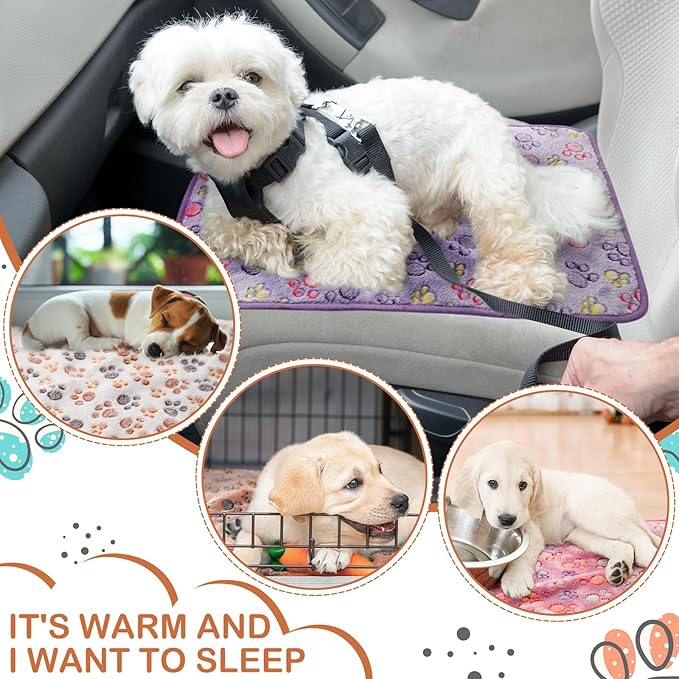Reginary 4 Pcs Waterproof Guinea Pig Blankets Washable Small Animal Fleece Bedding Absorbent Guinea Pig Cage Liners Reusable Pet Pee Pad Sleep Mat for Hamster Ferret(Paw Print,28 x 41 Inch)