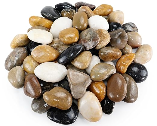 Large River Rocks for Landscaping, 20lbs Colorful Pebbles for Indoor Plants, 2-3 Inch Decorative Rocks for Planters, High Polished Stones for Vase Filler Fish Tank Garden