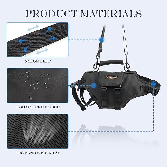 Dog Lift Harness, Full Body Support with Adjustable Control Handle for Senior Dogs, Post-Surgery Recovery & Joint Problems (Oxford Cloth, Custom Size)