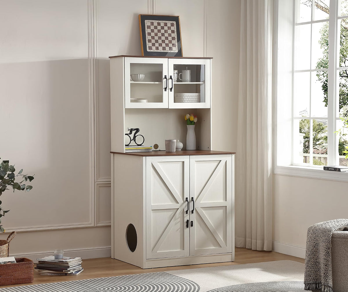 Forest Gravity Extra Large Tall Litter Box Cabinet for Automatic Litter Box White