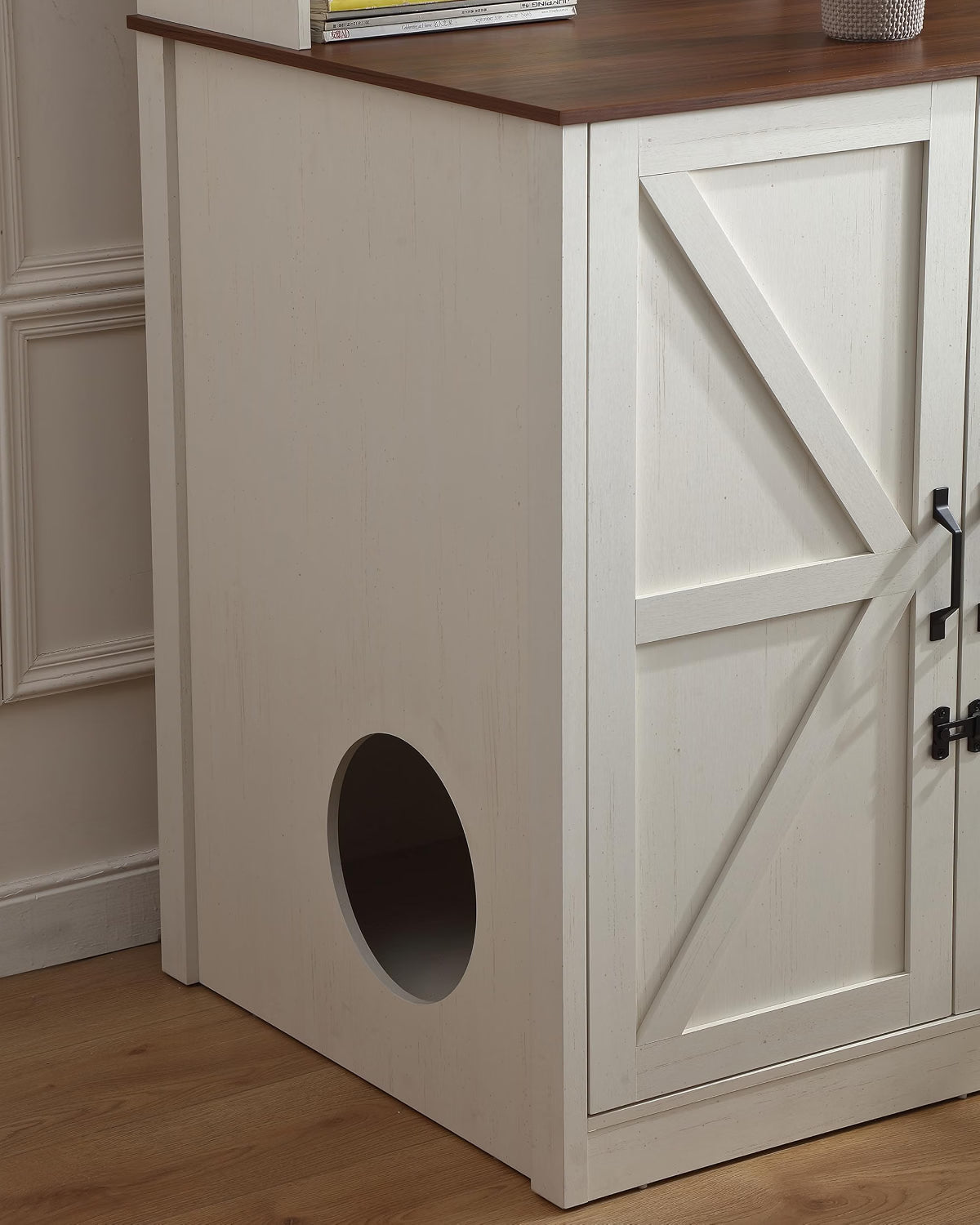 Forest Gravity Extra Large Tall Litter Box Cabinet for Automatic Litter Box White