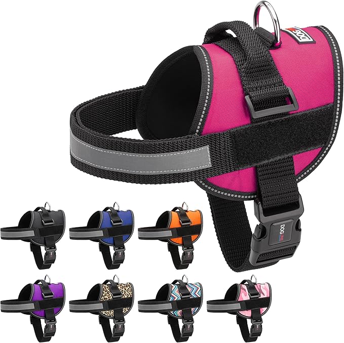 Dogline Reflective No-Pull Adjustable Vest with Handle for Walking, Training, Service Breathable No - Choke Harness for Small, Medium or Large Dogs Room for Patches Girth 15 to 18 in Pink