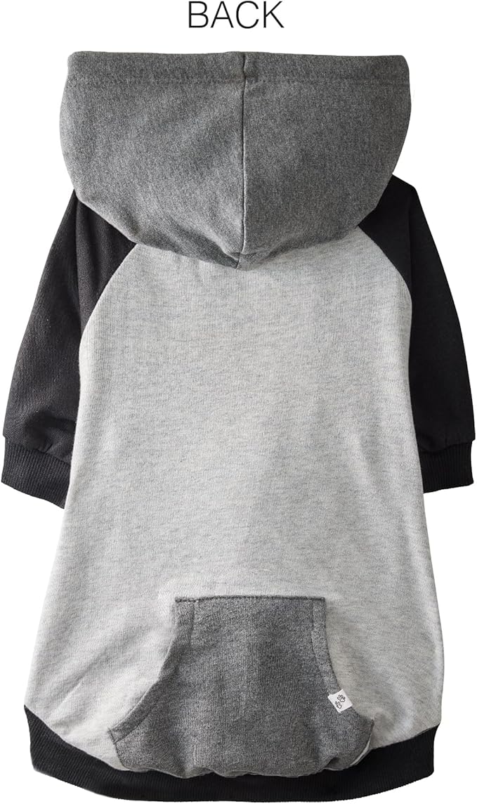 Rocky – The Orginal Lightweight Hooded TEE 100% Organic Cotton Dog Hoodie Pet Coat Sweater for Small, Medium, Large Dogs, Heather Gray Color Block, Small