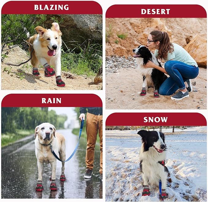 Dog Shoes for Large Medium Small Dog, Mesh Breathable Dog Shoes for Hot Pavement, Anti-Slip Dogs Boots Paw Protectors with Reflective for Outdoor Walking Indoor Hardfloors (Size 3)