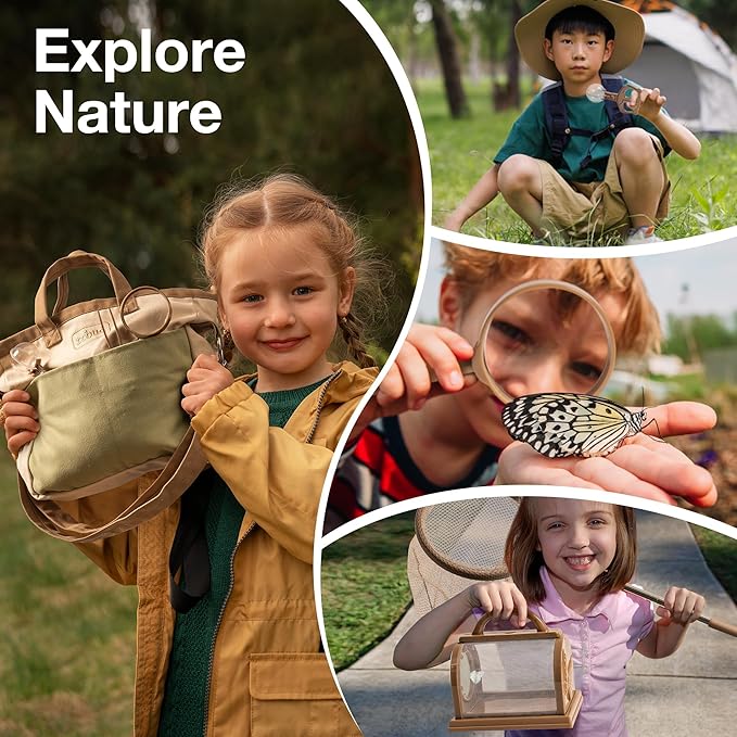 ROBUD Kids Explorer Kit, Bug Catcher Kit with Bag Kit, Outdoor Exploration Set for Camping, Montessroi Toy for Kids Coming Closer to Nature，WRP07