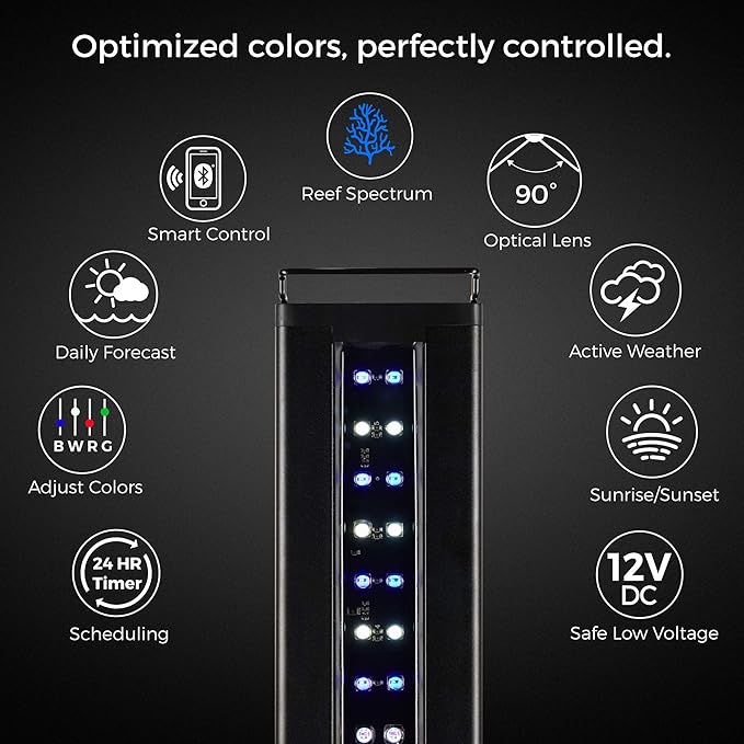 CURRENT USA 18-24" Inch Orbit Marine IC Loop LED Saltwater Reef Marine Aquarium Light with Bluetooth App Control | Wireless Lighting & eFlux Wave Pump Control for Fish Tank (4204)