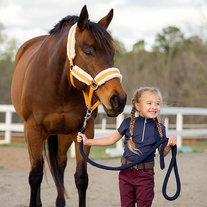 Equinavia Valkyrie Soft Ultra Fleece Padded Adjustable Breakaway Horse Halter - Golden Sunshine/White - Warmblood