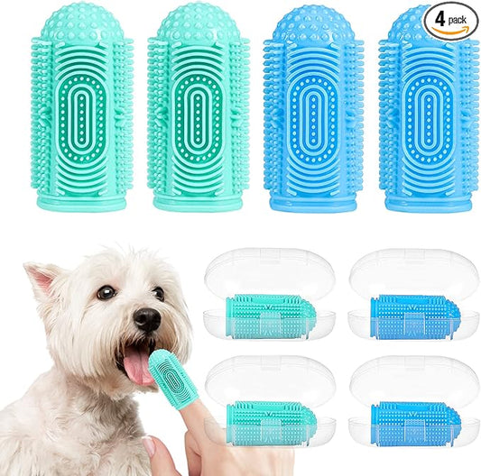 Dog Toothbrush Dogs Tooth Brushing Kit 4 Pack Dog Finger Toothbrush for Dogs Teeth Cleaning& Dental Care,Dogss Tooth Brush Pet Toothbrush